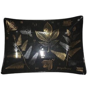 Georges Briard Vintage Bees Leaves  Rectangular Glass Tray Trinket Soap Dish